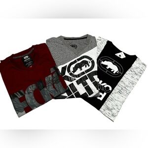 Ecko Unlimited men's 3 t-shirt bundle short sleeve red Gray black size small